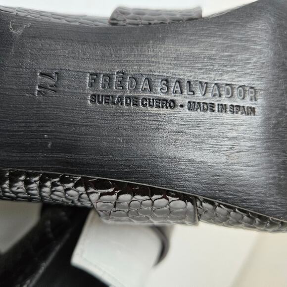 Freda Salvador NEW Rock Mid Heel Loafer Crocodile Emboss Leather Shoes Women 7.5 - Picture 13 of 13